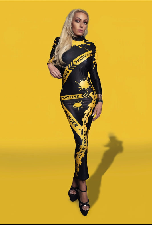 Black and yellow maxi mesh dress Vilma Wear
